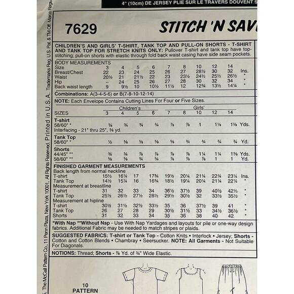 McCalls 7629 Sewing pattern girls tshirt tank top short size 3 4 5 6 - Picture 4 of 6